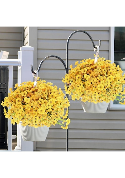 12li Set Yapay Çiçek Sazlı Mine Sarı Renk 5 Dallı 33cm