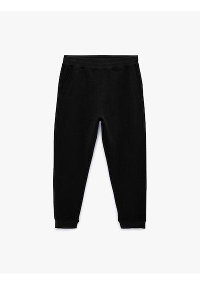 Koton Rahat Kesim Cepli Pamuklu Beli Lastikli Jogger Spor Eşofman Altı Siyah 6sam40084nk
