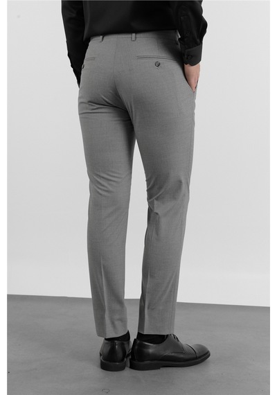İmza Gri Yan Cep Kazayağı Desen Slim Fit Esnek Classic Pantolon 1003255174