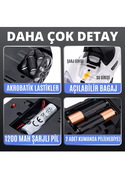 Oyuncak Uzaktan Kumandalı Şarjlı Elektrikli Araba 4x4 Şarj İstasyonlu Led Işıklı Sesli Müzikli Rc Beyaz