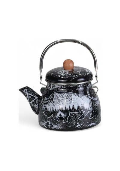 Buffalo Emaye Demlik Kettle Büyük 2.1 Lt Beyaz - Çok Renkli
