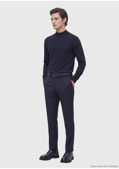 Ramsey Saks Modern Fit Klasik Yün Karışımlı Pantolon saks saks