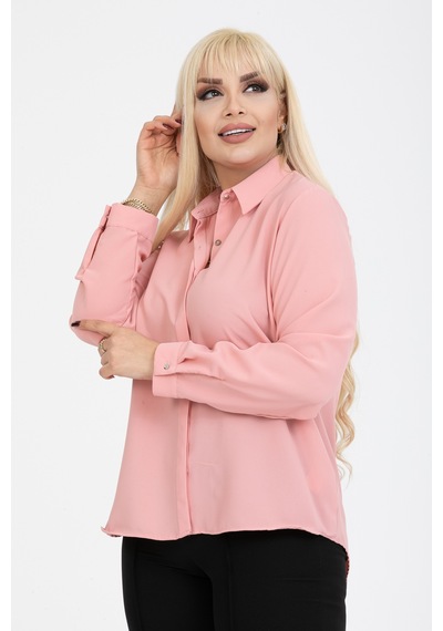 Pera Moda Jessica Büyük Beden Gömlek Pudra