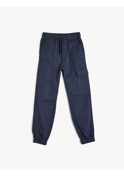 Koton Beli Bağcıklı Cep Detaylı Pamuklu Jogger Eşofman Altı Lacivert 5wkb40083tw Lacivert