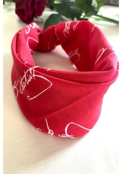 Refox Atatürk Imzalı Kırmızı Renk Unisex %100 Cotton Bandana Fular Çok Renkli