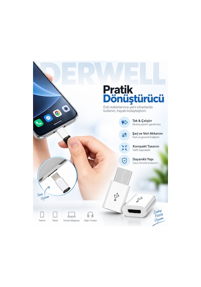 Micro Usb To Type-c Dönüştürücü Adaptör - Eski Android Kablolarını Yeni Nesil Type-c Girişli Telefon Ve Tabletler İçin Şarj Ve Veri Aktarım Aparatına Çevirici