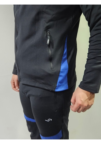 Erkek Dalgıç Kumaş Slim Fit Eşofman Takımı Siyah/saks Mavi Siyah - Saks