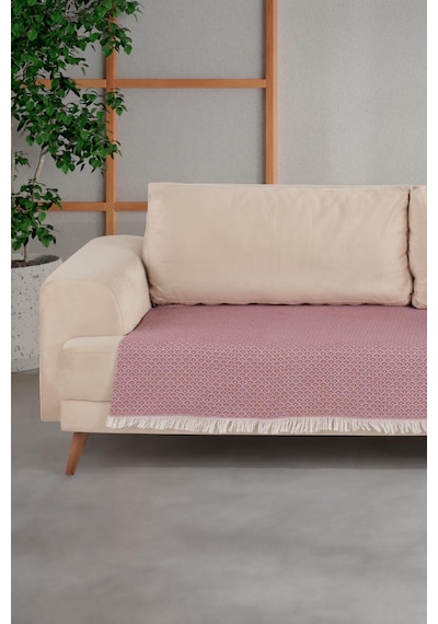 ZeynepTekstil Halfy Natural Pamuklu Koltuk Şalı Çekyat Örtüsü 100 x 210 Kırmızı