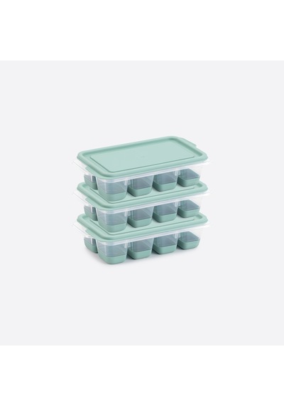 3 Lü Set Mini Kapaklı Silikon Buzluk Yeşil Renk