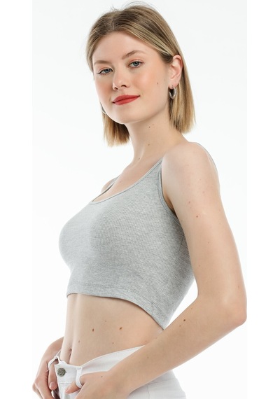 Kadın Crop Örme Atlet-tişort Spr21y19 001