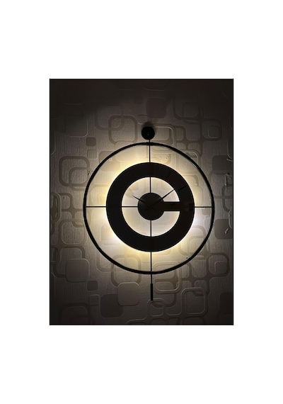 Pey Aksesuar Metal Camlı Duvar Saati 60x80 Cm Büyük Boy Işıklı Gerçek Cam M63-siyah-şeffaf-beyaz-gold M63-siyah-şeffaf-beyaz-gold