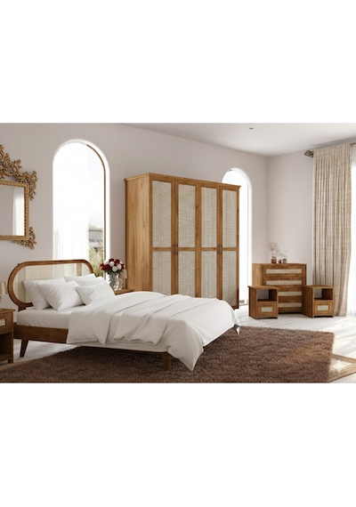 Renazzo Padova Hazeranlı Masif Ahşap Yatak Odası Takımı 2 Ceviz 100x200