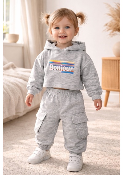 Uğur Bebe Çikoby Kız Çocuk Gri Eşofman Takımı İki İplik Yumuşak Kumaş Modern Kargo Cep Esnek Bel Şık Rahat Gri Gri Uğur Bebe Çikoby Kız Çocuk Gri Eşofman Takımı İki İplik Yumuşak Kumaş Modern Kargo Cep Esnek Bel Şık Rahat Gri Gri