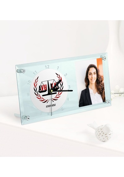 Kişiye Özel Avukat Temalı Masaüstü Cam Saat - 2