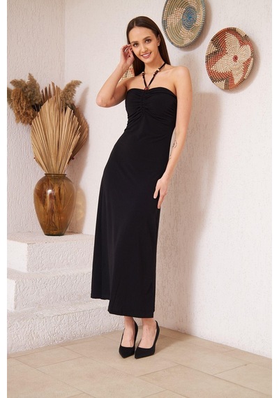 Darlin Moda Siyah Straplez Bodycon Elbise DM1006