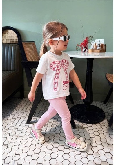 Poala Kids Fiyonklu Taytlı Takım Pembe