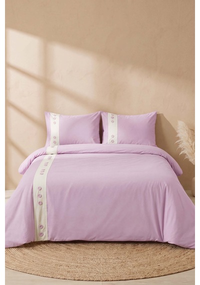 Daisy Violet %100 Pamuklu Çift Kişilik Nevresim Takımı - 4 Parça Mor