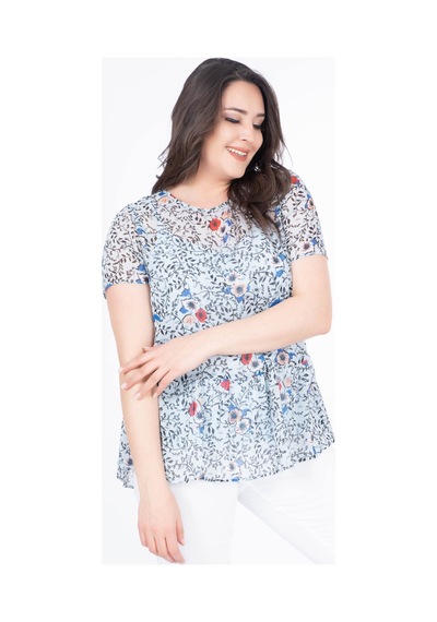 Myline Astarlı Şifon Bluz-565 Açık Mavi