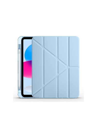 Apple Uyumlu iPad 10.nesil 10.9 İnç 2022 Üçgen Katlanabilir Kalemlikli Standlı Akıllı Kılıf