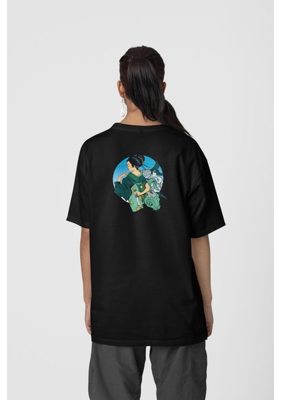Geyşa Koi Ön-arka Baskılı %100 Pamuk Beyaz Kadın/erkek Unisex Rahat Kalıp Oversize T-shirt Siyah Geyşa Koi Ön-arka Baskılı %100 Pamuk Beyaz Kadın/erkek Unisex Rahat Kalıp Oversize T-shirt Siyah