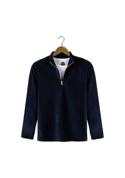 Terapi Men Lacivert Yarım Fermuarlı Regular Kalıp Dik Yaka Polar Sweatshirt Lacivert