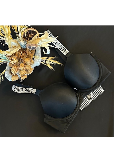 Orkide Işıltılı Askılı Bra Push Up Foam Cup 8825 Kırmızı