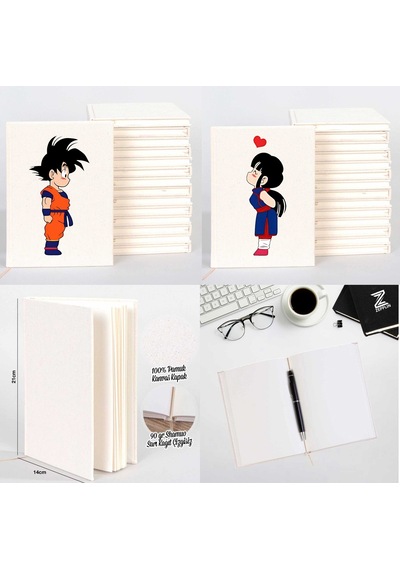 Goku Y Milk Sevgili Çift Kanvas Defter Krem