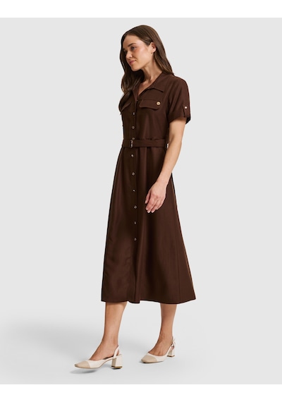 Pierre Cardin Kahverengi Regular Fit Dokuma Elbise 50321289 Vr029