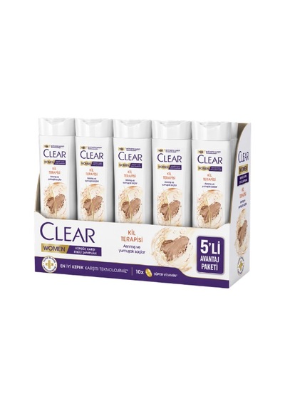 Clear Women Kepeğe Karşı Etkili Şampuan Kil Terapisi 350 Ml X 5 Adet-412
