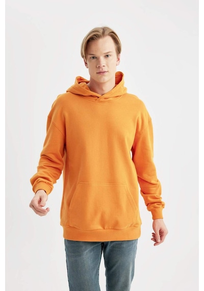 DeFacto Comfort Regular Fit Rahat Kalıp Kapüşonlu Kanguru Cepli Basic Düz Sweatshirt B4446AX24SPOG589
