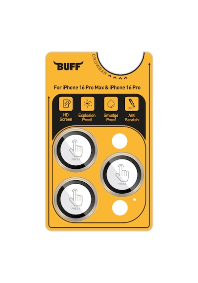 Buff Apple Uyumlu iPhone 16 Pro Max / 16 Pro Titanyum Lens Koruyucu Gray