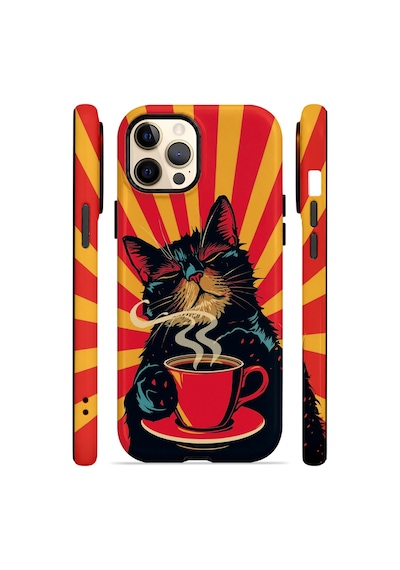 Velvoria Valestra Kahve Molası Kedi Apple iPhone Uyumlu 12 Pro Darbe Korumalı Kılıf Valestra Select - Kahve Molası Kedi