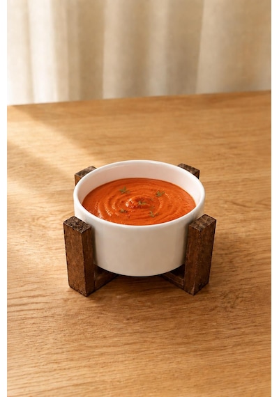 Ahşap Standlı Bowl Kase Çerezlik Sunumluk Salata Tabağı Sosluk Tek Kişilik Salata Kasesi 10 Cm Beyaz