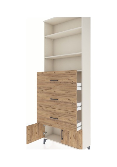 Arges Dolap 3 Raflı 3 Çekmeceli 2 Kapaklı 88x30x243 Aytaşı-çam Aytaşı
