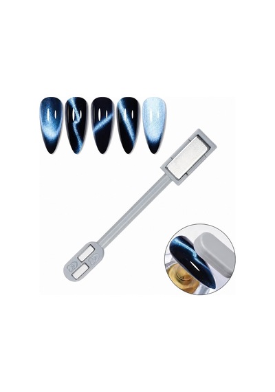 Çift Uçlu Çizgi Efekt Geniş Ve Çift Bar Kedi Gözü Oje Mıknatısı Cat Eye Magnet Gri 2hcat01