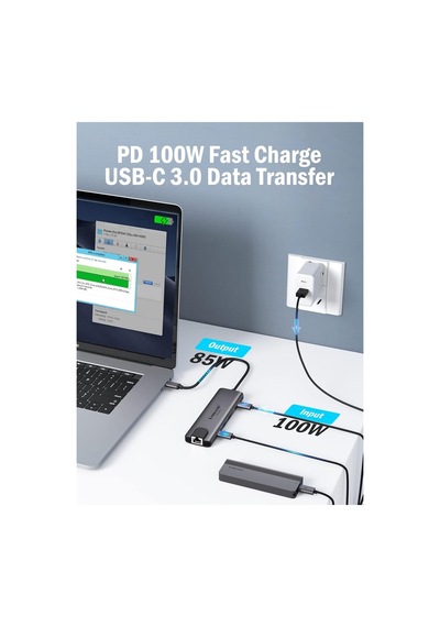 Lemorele Tc44 6 İn 1 Usb Type-c Hub Çoklayıcı, 4k 60hz Hdmı, Gigabit Ethernet, 100w Pd Şarj 2x Usb Çoğaltıcı