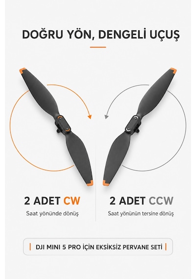 Mini 5 Pro Pervane Seti 2 Cw + 2 Ccw Düşük Sesli Yedek Drone Pervanesi