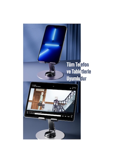 Yüksek Kalite Metal Katlanabilir 360 Dönen Ayarlı Telefon Tutucu Masaüstü Telefon Tablet Standı S013