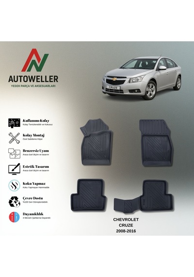 Chevrolet Cruze 2008-2016 Uyumlu Havuzlu Oto Paspas