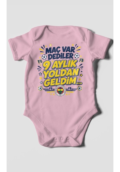 Morivokids Maç Var Dediler Yazılı Kısa Kollu Bebek Body %100 Pamuk Zbn277-kk Koyu Pembe