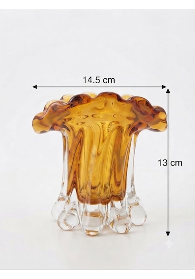 Palmiye Amber Cam Vazo Küçük 13 Cm