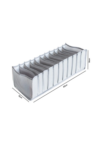 11 Gözlü Çekmece Içi Antrasit Çizgili Düzenleyici Organizer - Medium 15 X 43 X 14 Kumaş Gri Diğer