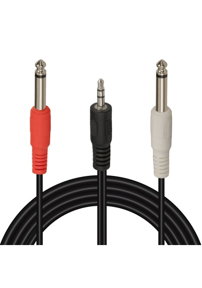 5 Metre 3.5mm Stereo Erkek To 2x6.3mm Mono Erkek Ses Kablosu