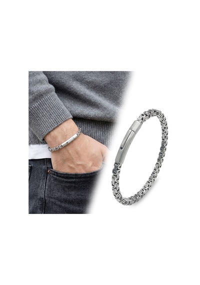 Tekli 4mm Kral Model Çelik Zincir Erkek Bileklik Çelik Kilitli 31835b2d5 Gümüş