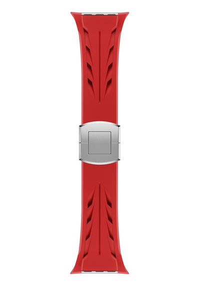 Apple Watch 7 45mm Uyumlu Krd-127 Metal Tokalı Silikon Kordon Kırmızı
