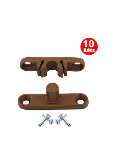 Pvc Kapı Pencere Sineklik Kahve Plastik Çıt Çıt Kilit Menteşe Küçük Boy 4cm -10 Adet