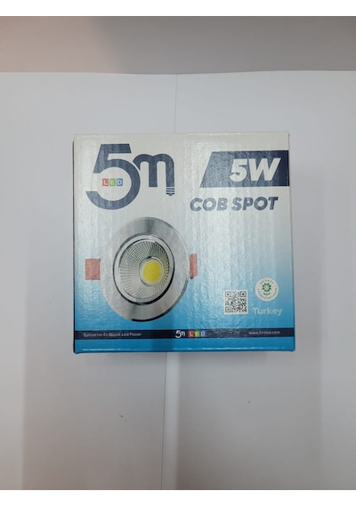 5m 5 Watt Cob Spot Krom Kasa 3200k Günışığı Led Spot 10 Lu Paket Gümüş - Krom