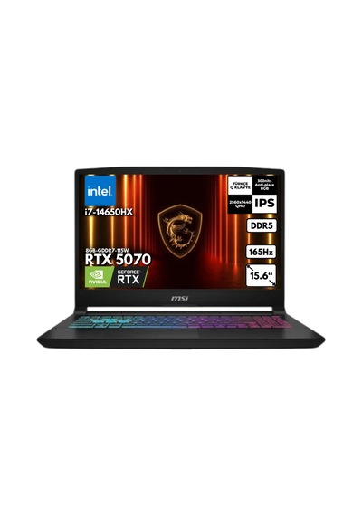 MSI Katana 15 Hx B14WGK-068XTRHMF12 i7-14650HX 32 GB 4 TB SSD 8 GB RTX5070 15.6" Dos Dizüstü Bilgisayar