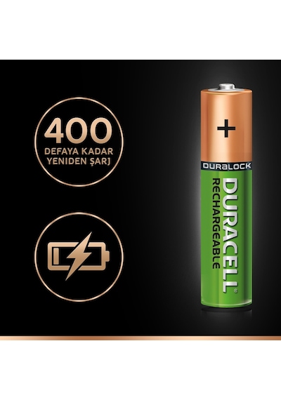 Duracell 750 mAh AAA Ni-MH Şarj Edilebilir İnce Kalem Pil 8'li + Pil Kutusu