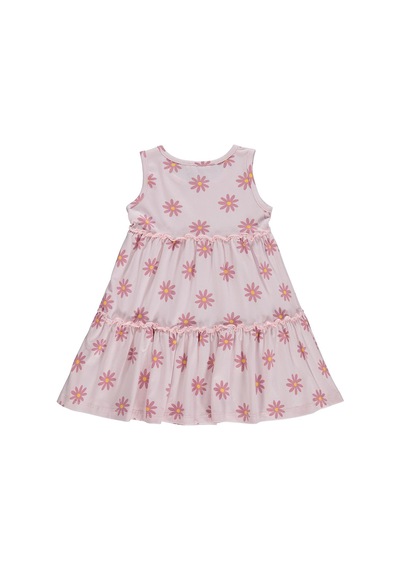Civil Girls Papatya Desenli 2-5 Yaş Elbise - Pudra